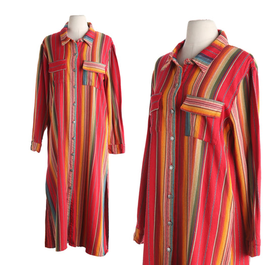 Women's Red Long Mexican Blanket Print Dress