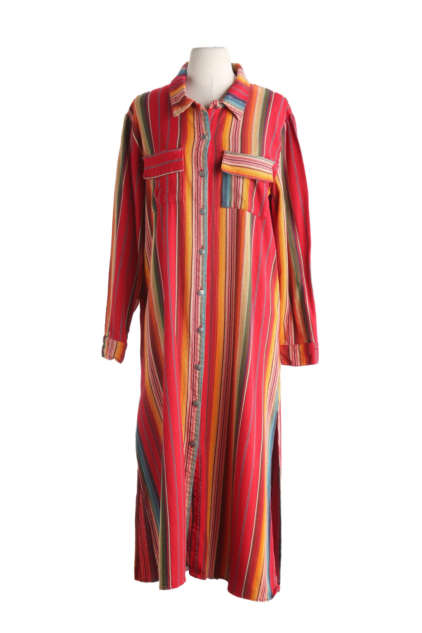 Women's Red Long Mexican Blanket Print Dress