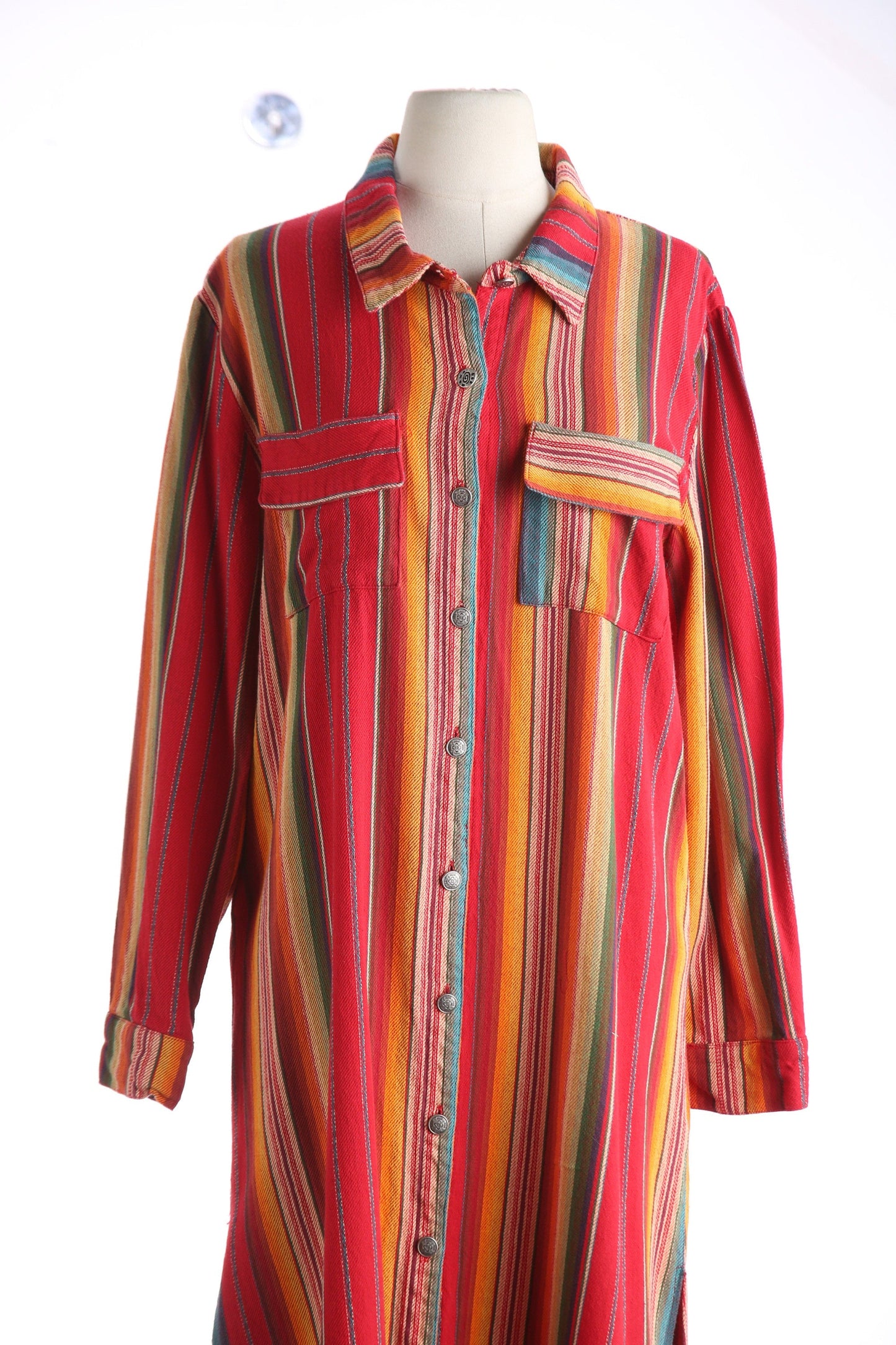 Women's Red Long Mexican Blanket Print Dress