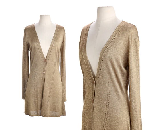 Women's V Neck Golden Button Dress by EPISODE - Estimated Era 1990's - Y2K