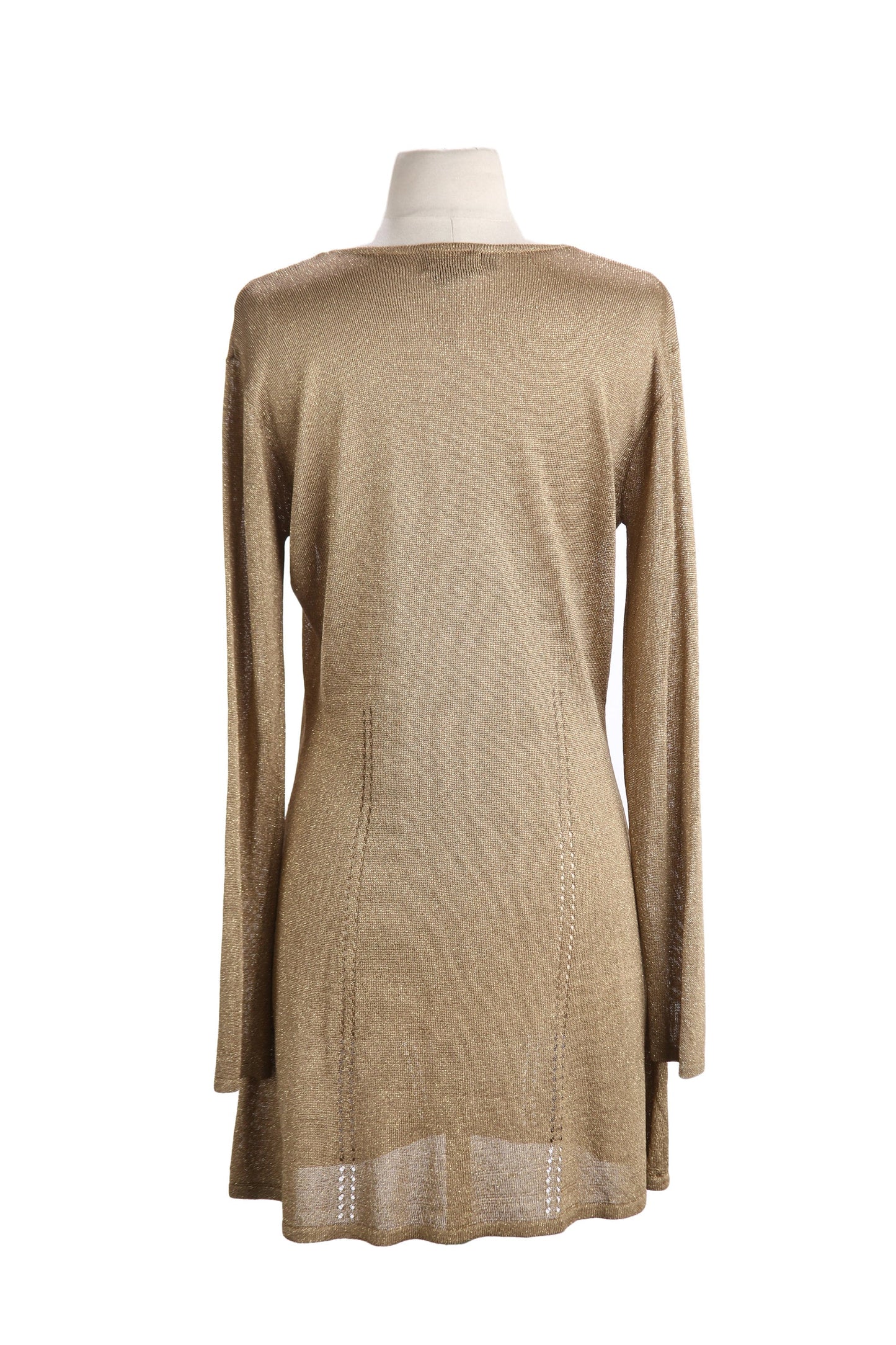 Women's V Neck Golden Button Dress by EPISODE - Estimated Era 1990's - Y2K