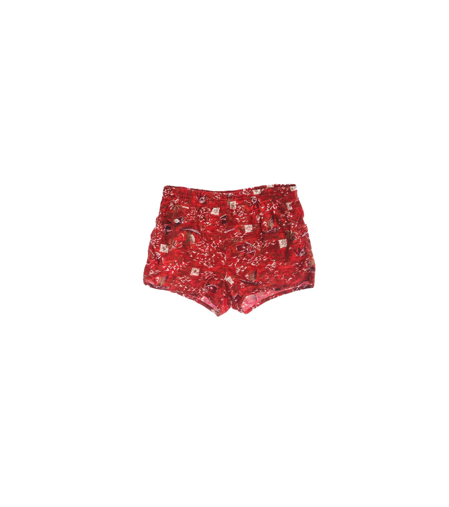 Vintage Men Red Hawaiian Swim Trunks / Era 1950's - 1960's