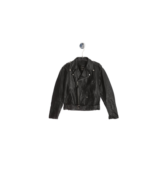 Vintage Black Biker Leather Jacket by The Leather Shop Sears