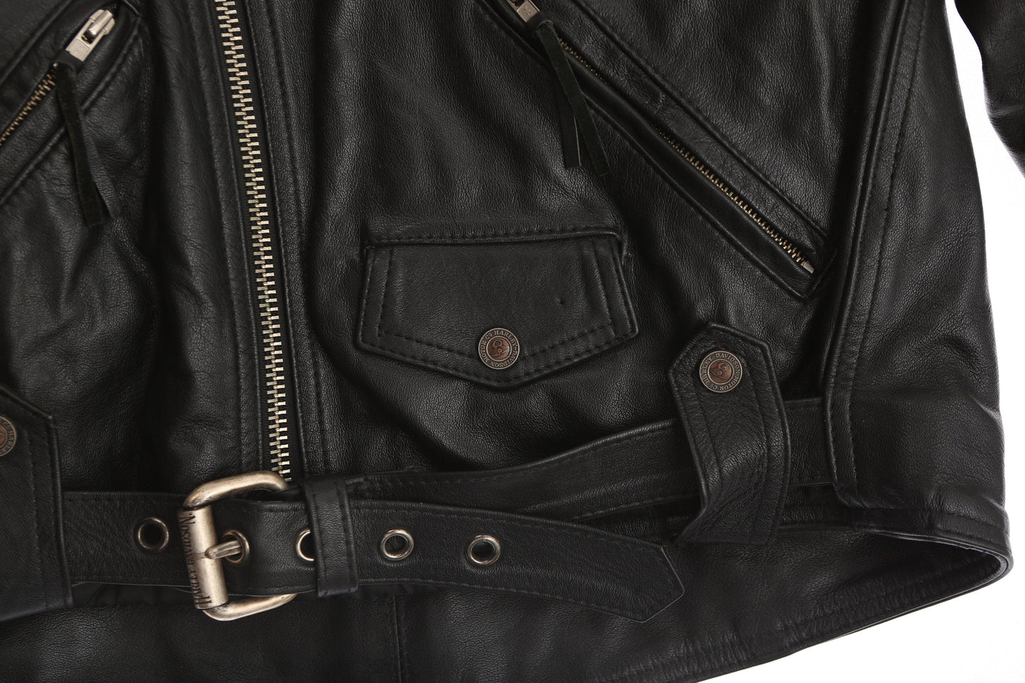 Men's Biker Black Leather Jacket / Size Large / Made in USA