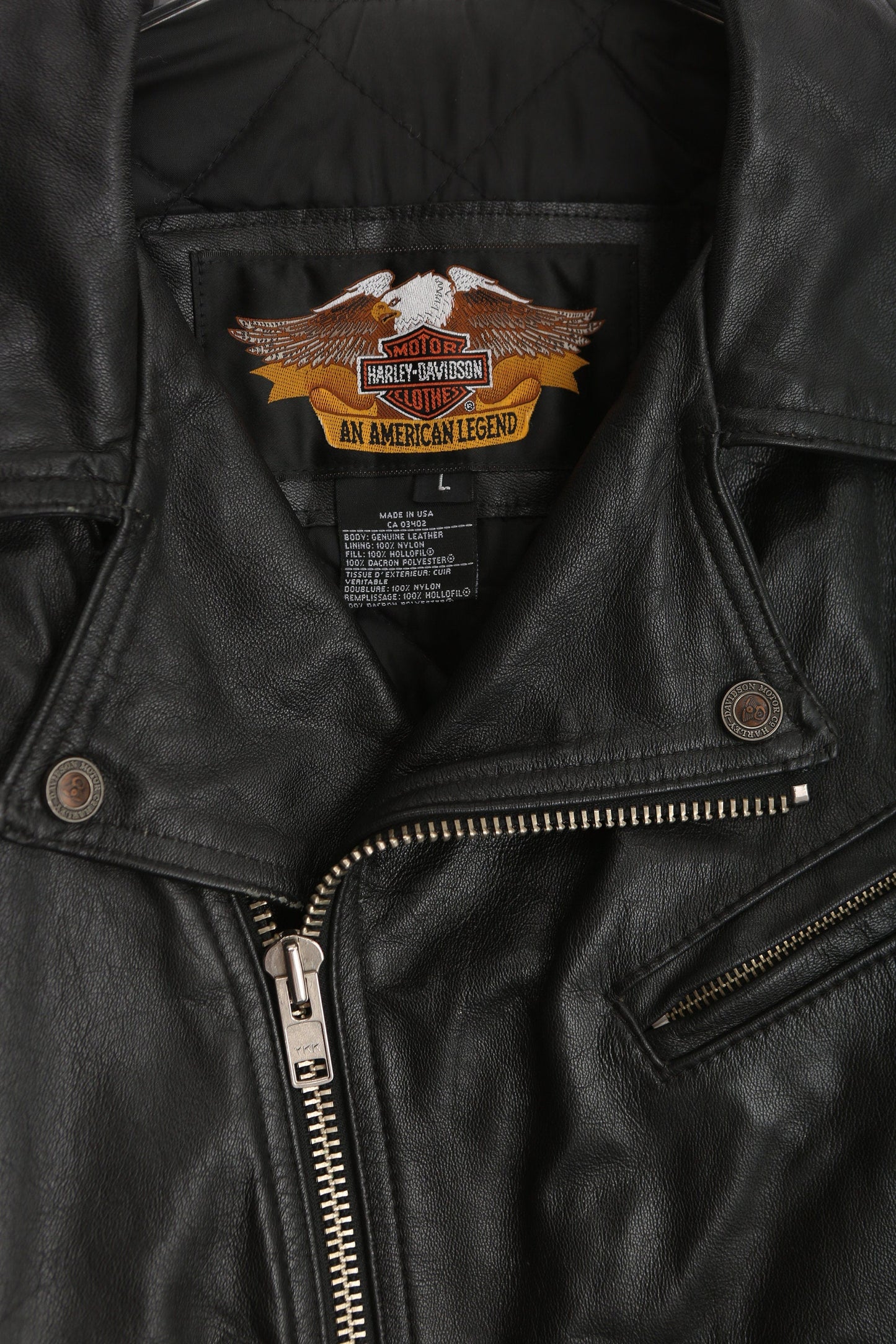 Men's Biker Black Leather Jacket / Size Large / Made in USA
