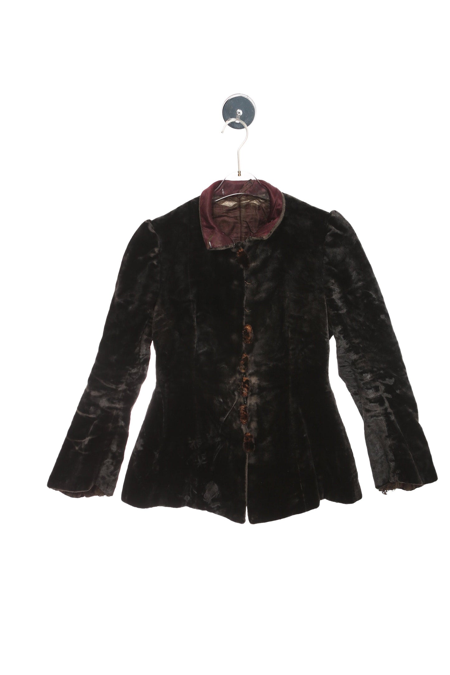 Vintage Victorian Jacket / Brown Fur Leather / Estimated Era 1800's
