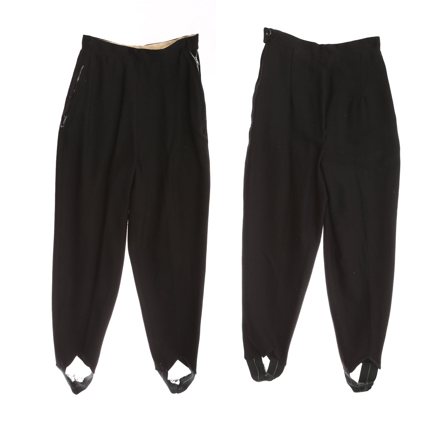 Vintage Women's Black Casual Pants / High Waist / Side Zipper Closure / Era 1940's - 1950's