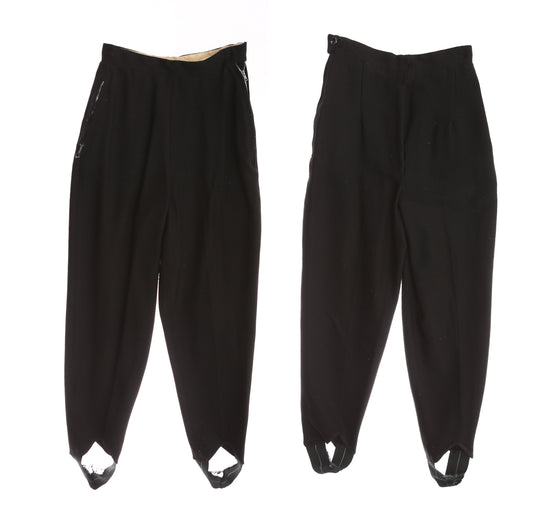 Vintage Women's Black Casual Pants / High Waist / Side Zipper Closure / Era 1940's - 1950's