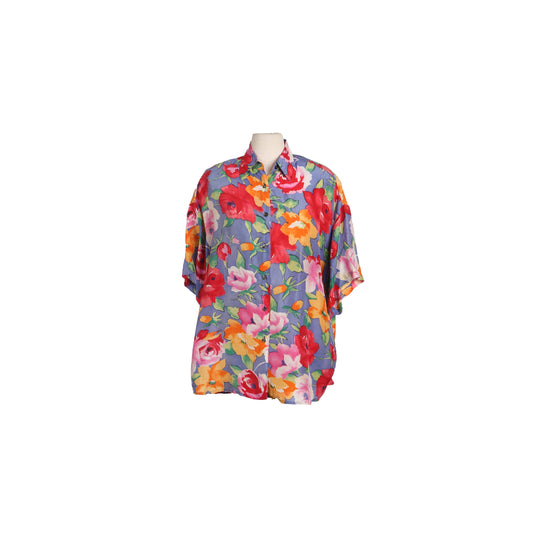 Woman Silk Floral Print Button up Blouse by Express
