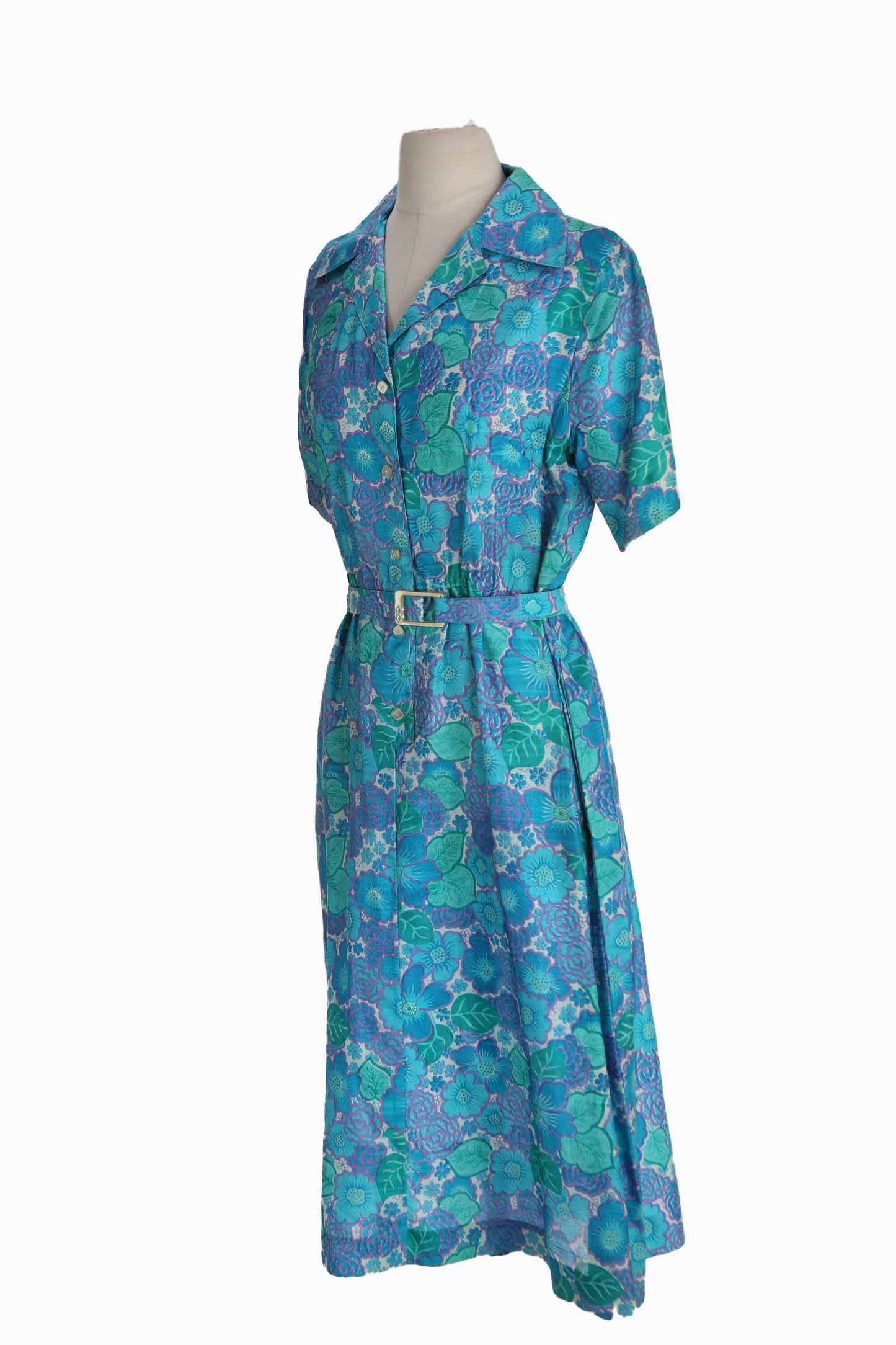 Vintage Women Floral Print Casual Dress - Estimated Era 1950's - 1960's