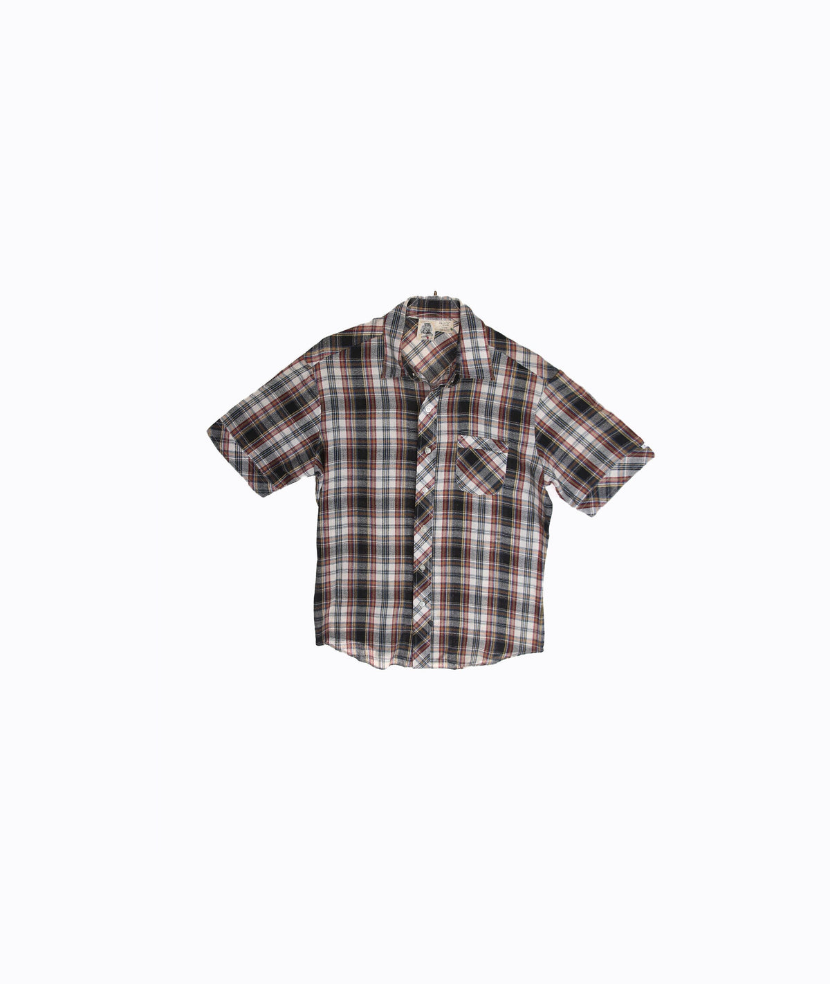 Vintage Button Up Short Sleeve Plaid Shirt by Kennington Ltd - Estimated Era 1970's