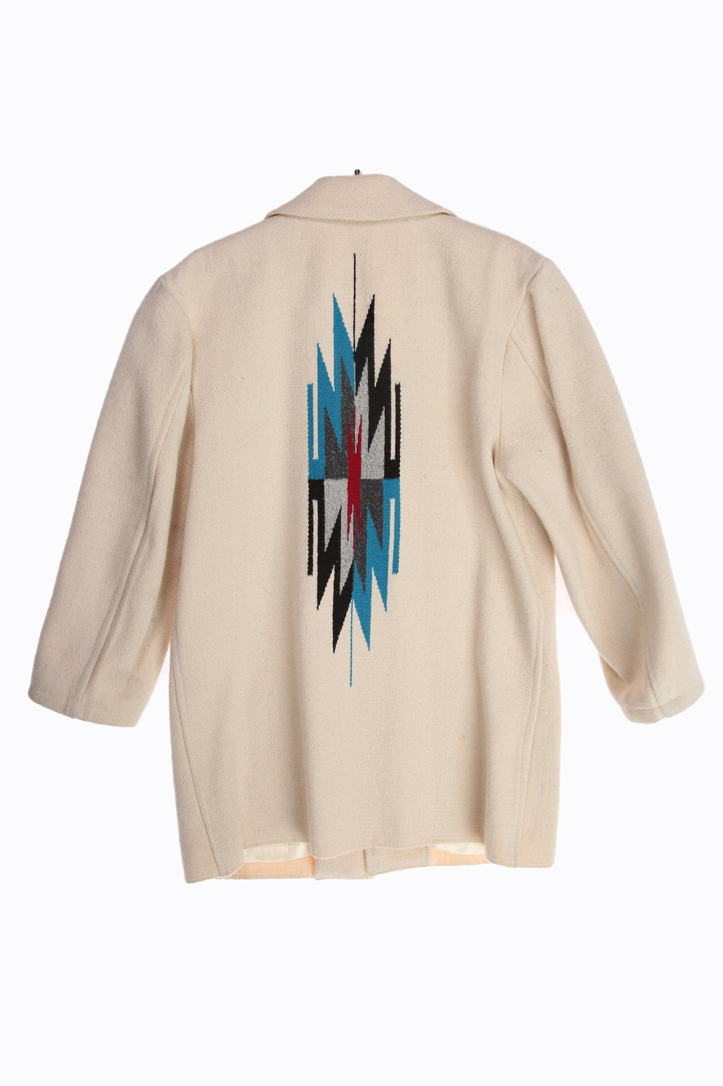 Vintage Men's Tribal Jacket by Ortega's Chimayo - 100% All Wool - Hand Woven - Estimated Era 1970's - 1980's