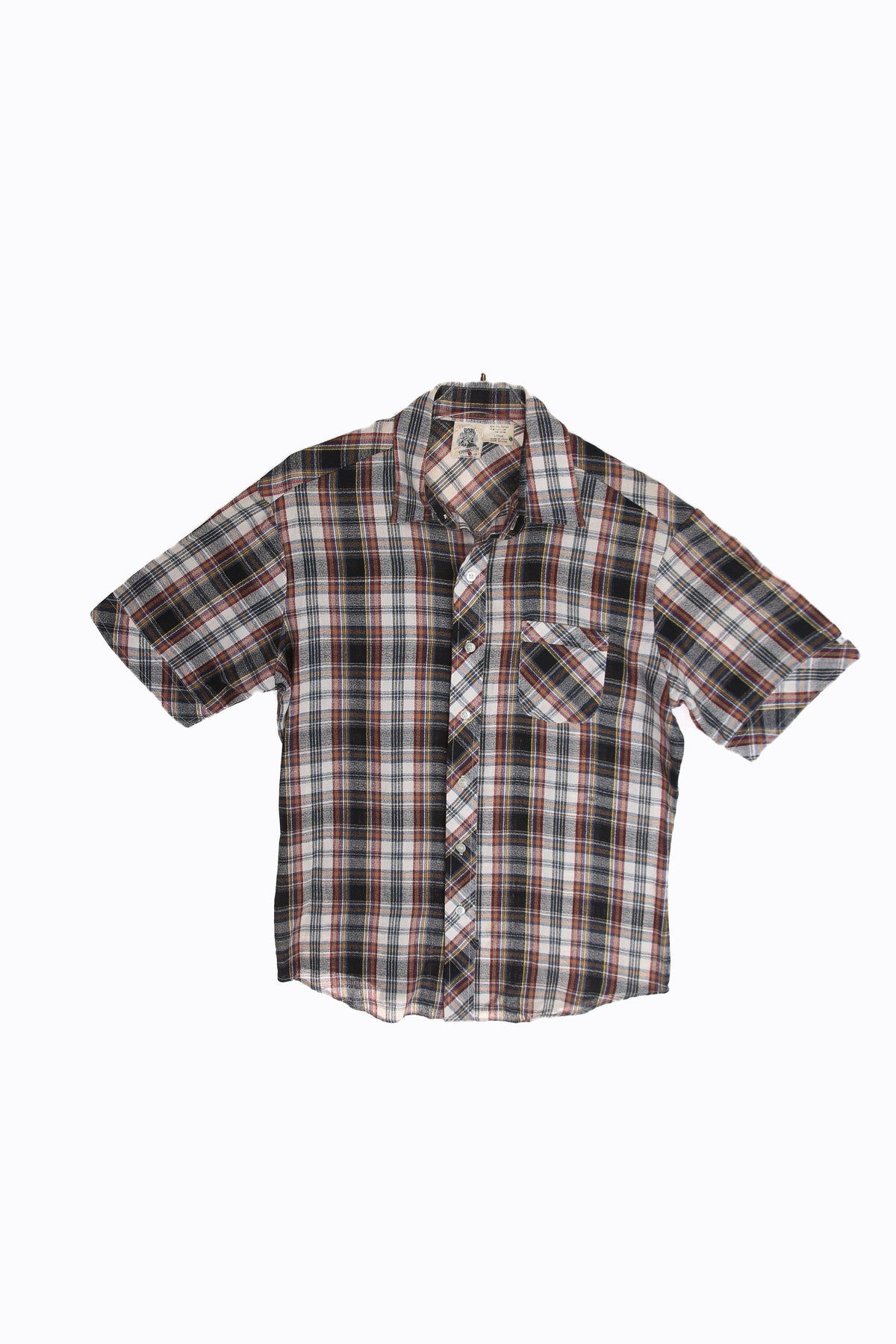 Vintage Button Up Short Sleeve Plaid Shirt by Kennington Ltd - Estimated Era 1970's