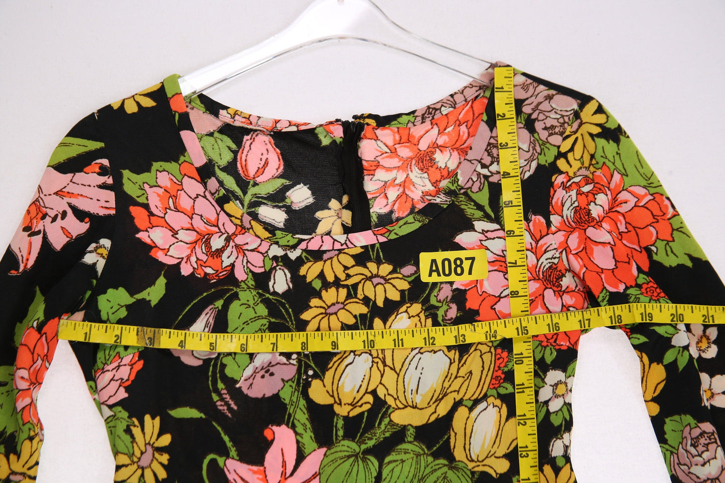 70s Women's Black Floral Print Summer Dress