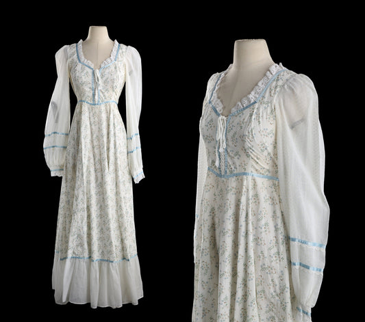 Vintage Prairie Dress / Long Sleeve / Floral Print