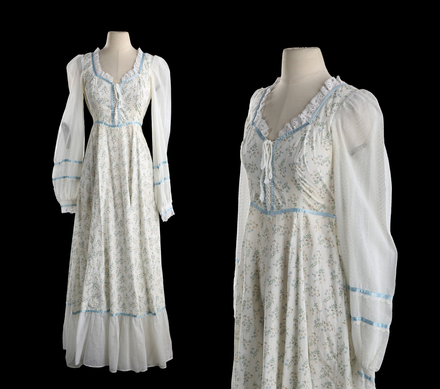 Vintage Prairie Dress / Long Sleeve / Floral Print