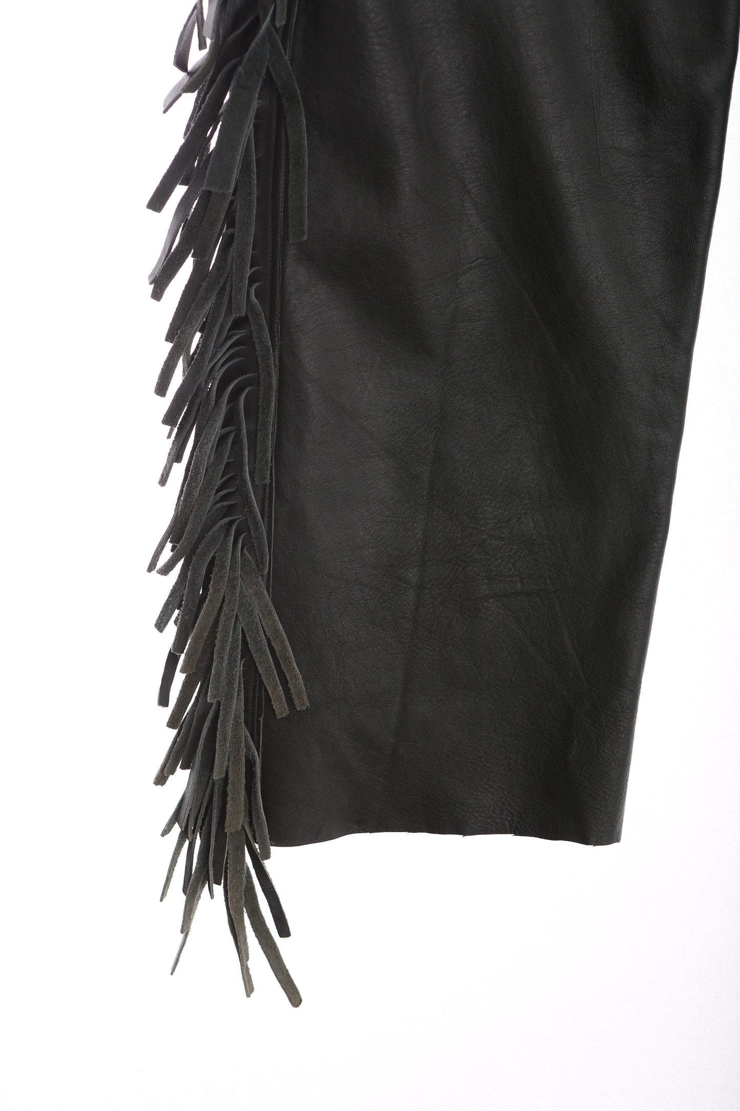 Black Leather Chaps with White Leather Skull Design