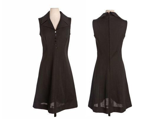 1970s Women Black Casual Poly Dress
