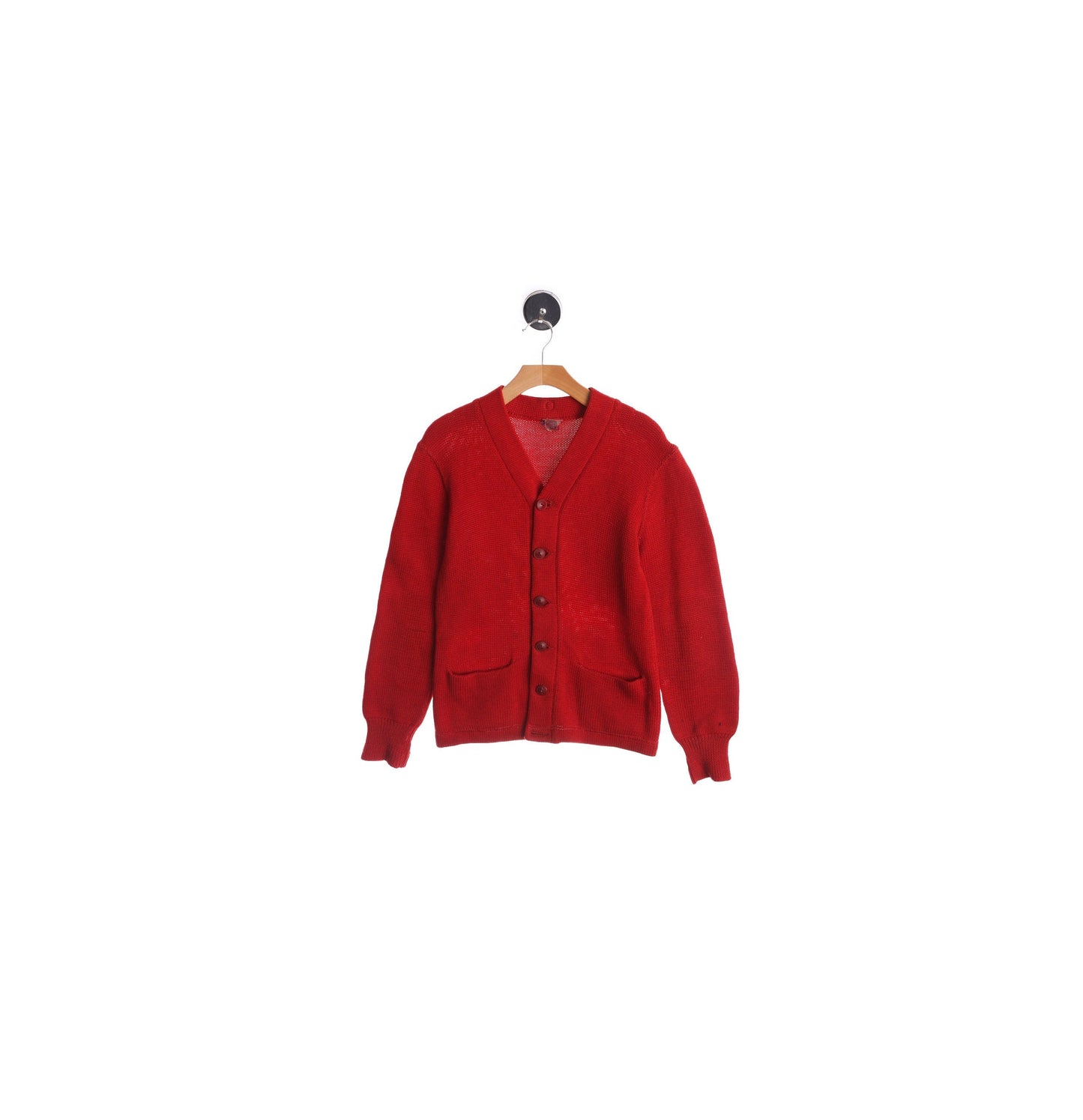 Vintage Men Red Cardigan Sweater - Era 50s - 60s