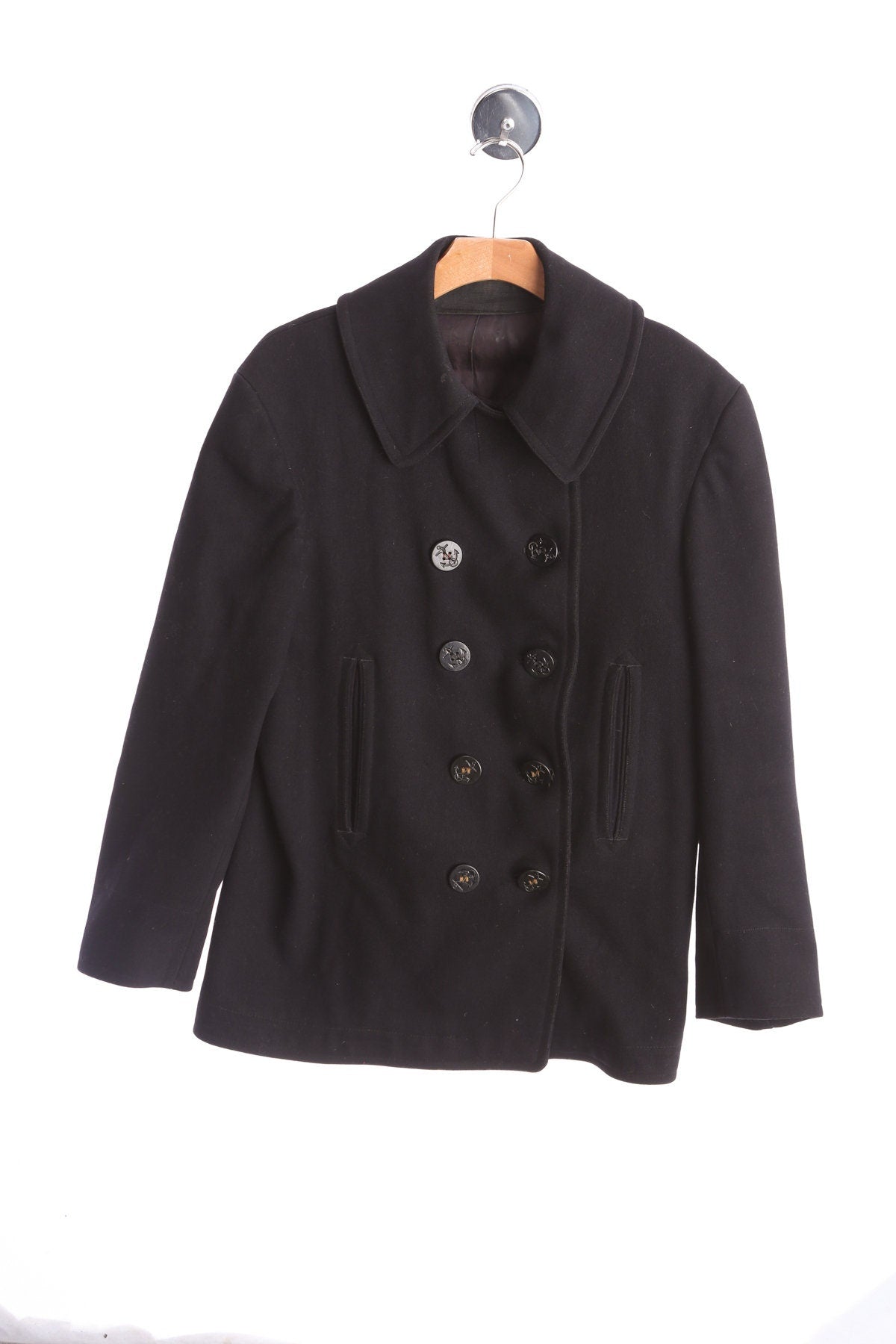 Vintage Men Navy Peacoat - Era 70s - 80s