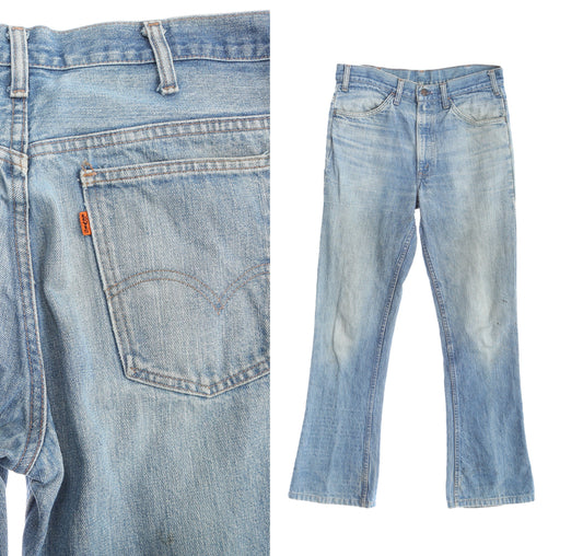 Vintage Levi's Bell Bottom Pants / Orange Tab / Made in USA / Era 1970's - 1980's / Denim / Light Wash