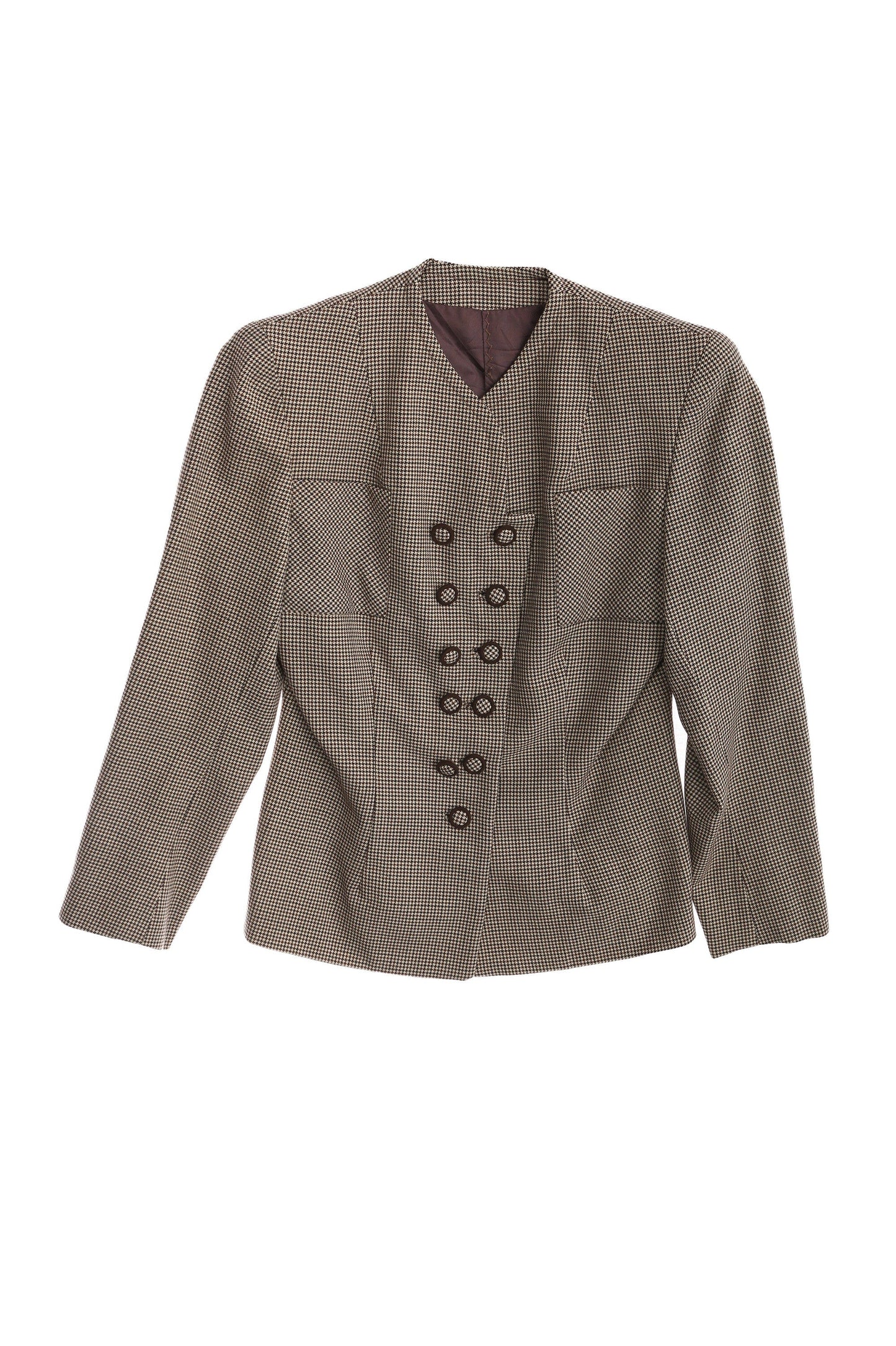 Vintage Women Brown Plaid Casual Jacket / Era 1940's - 1950's