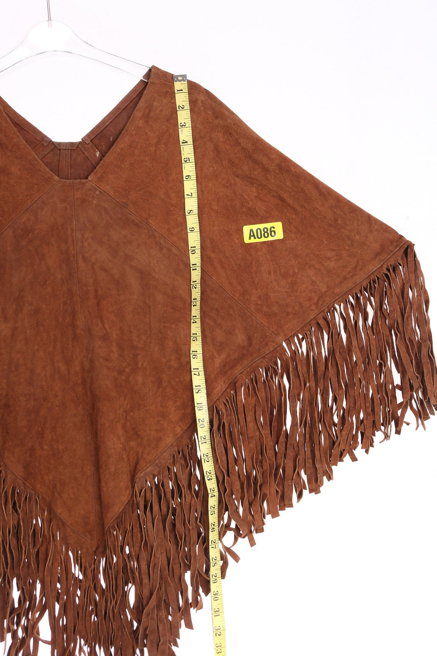 Vintage Suede Poncho / Brown / Fringed