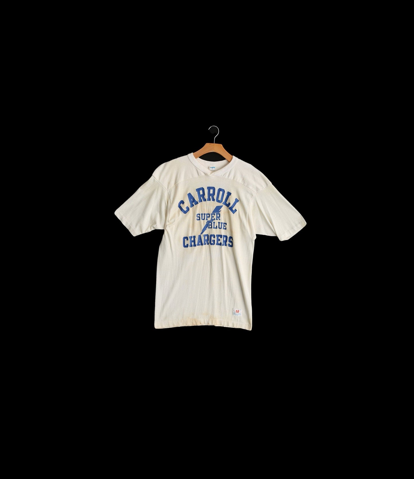 Vintage Football Jersey by Champion with Carrol Super Blue Charges - Era 1970's - 1980's