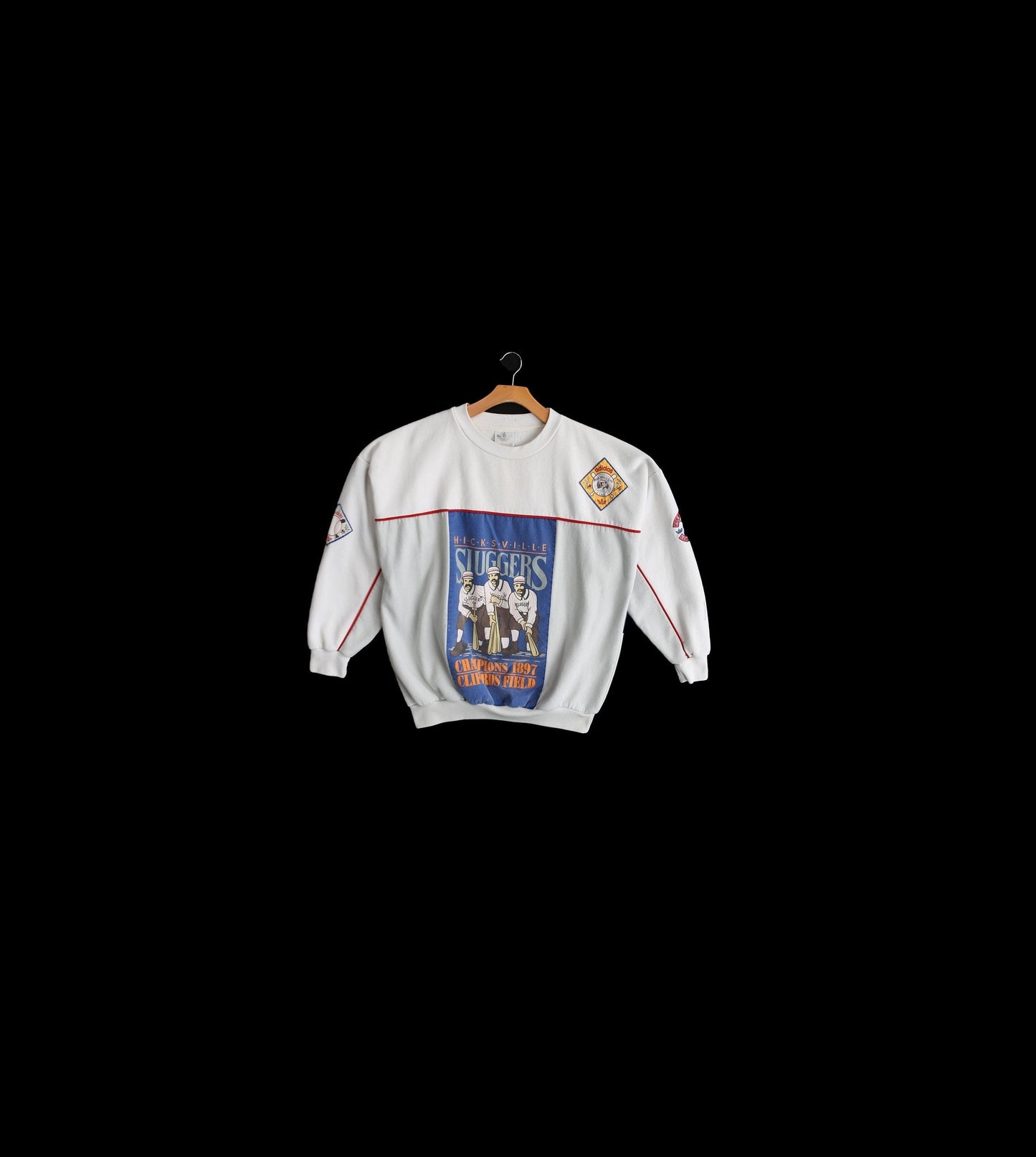 Vintage Adidas Crew Neck Sweatshirt / Silver Label / Hicksville Sluggers / 1897 Championship Print / Cliffords Field