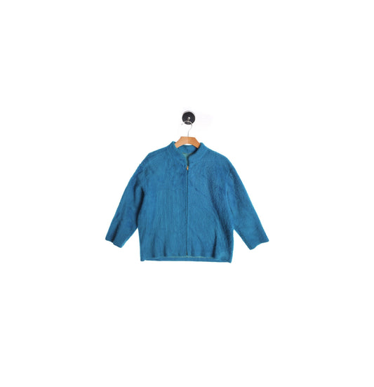 Vintage Blue Mohair Jacket - Zipper Closure - Era 60s -70s