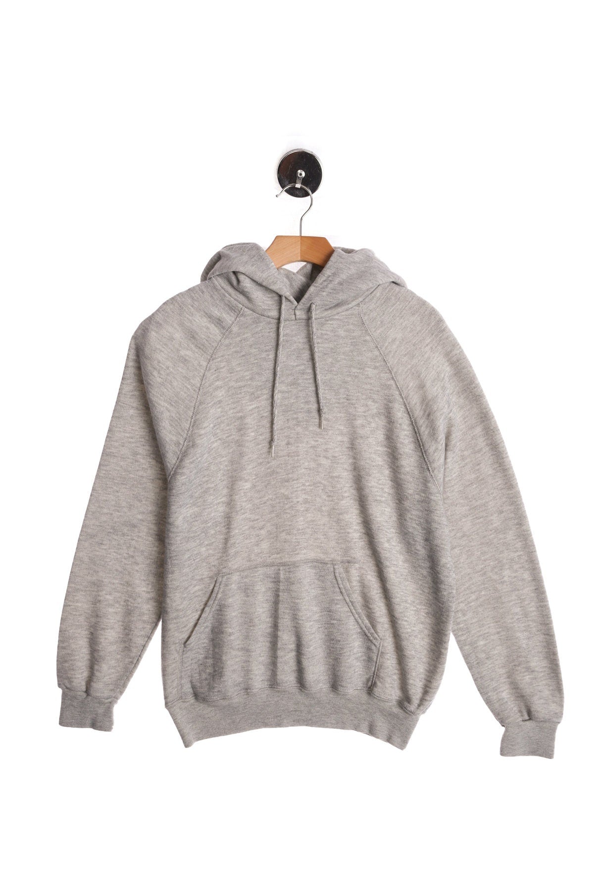 Vintage Gray Solid No Print Hoodie - Pullover - Era 70s - 80s