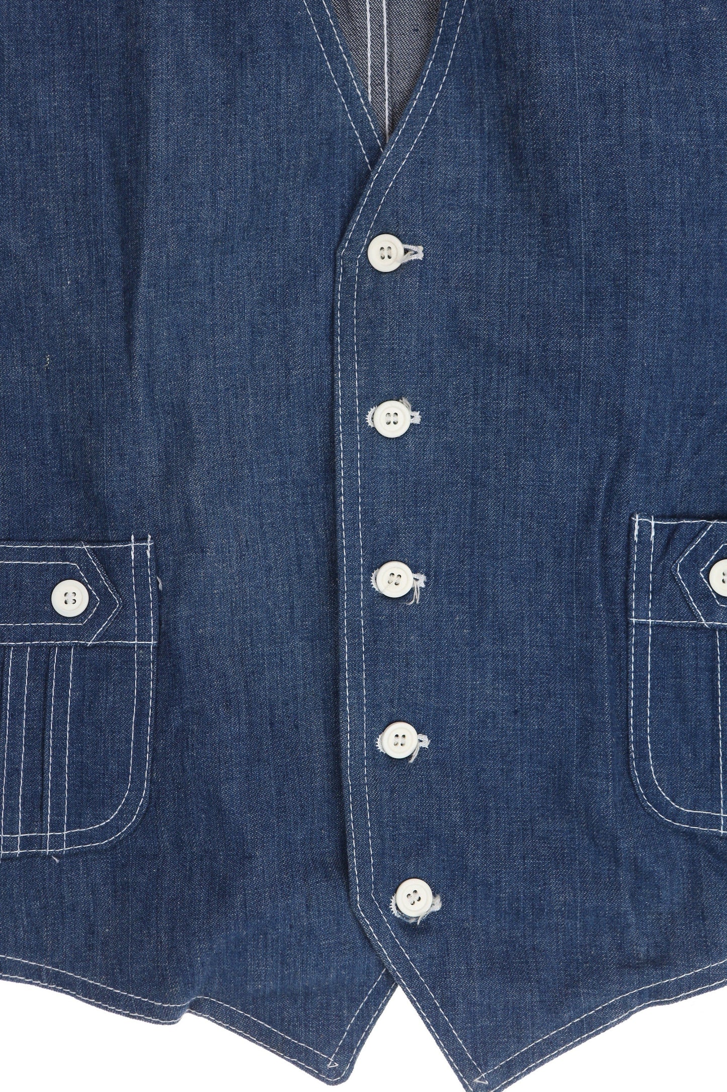 Vintage Men's Blue Denim Casual Vest - Estimated Era 1970's - 1980's