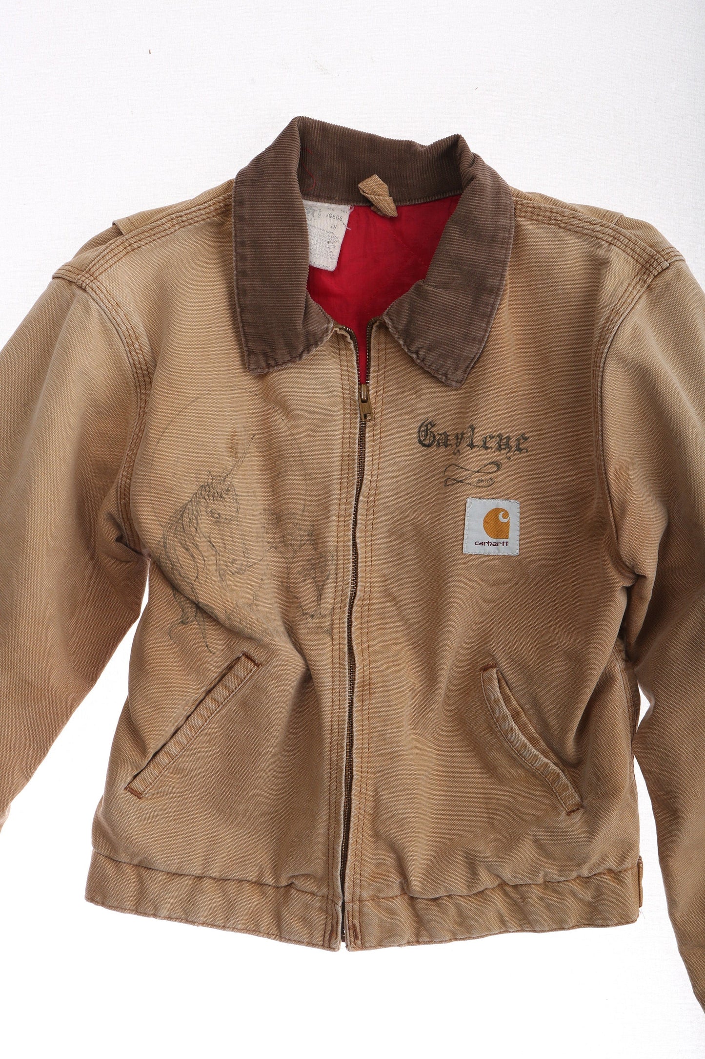 Vintage Carhartt Canvas Jacket with Pen Drawn Art