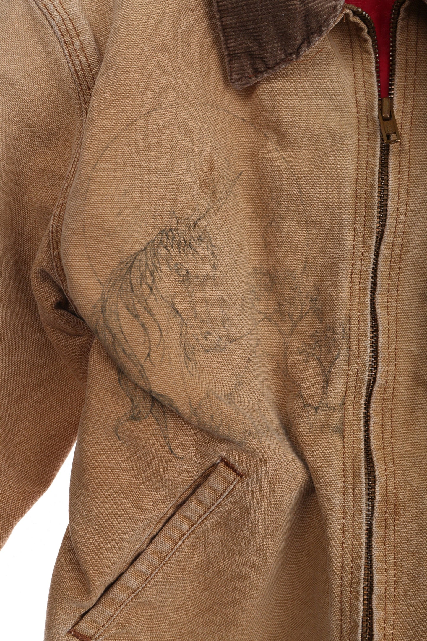 Vintage Carhartt Canvas Jacket with Pen Drawn Art