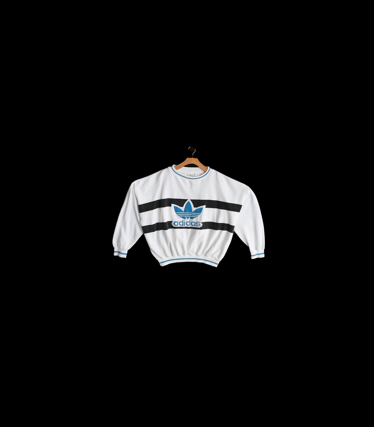 Vintage Adidas Oversized Crew Neck Striped White Sweatshirt