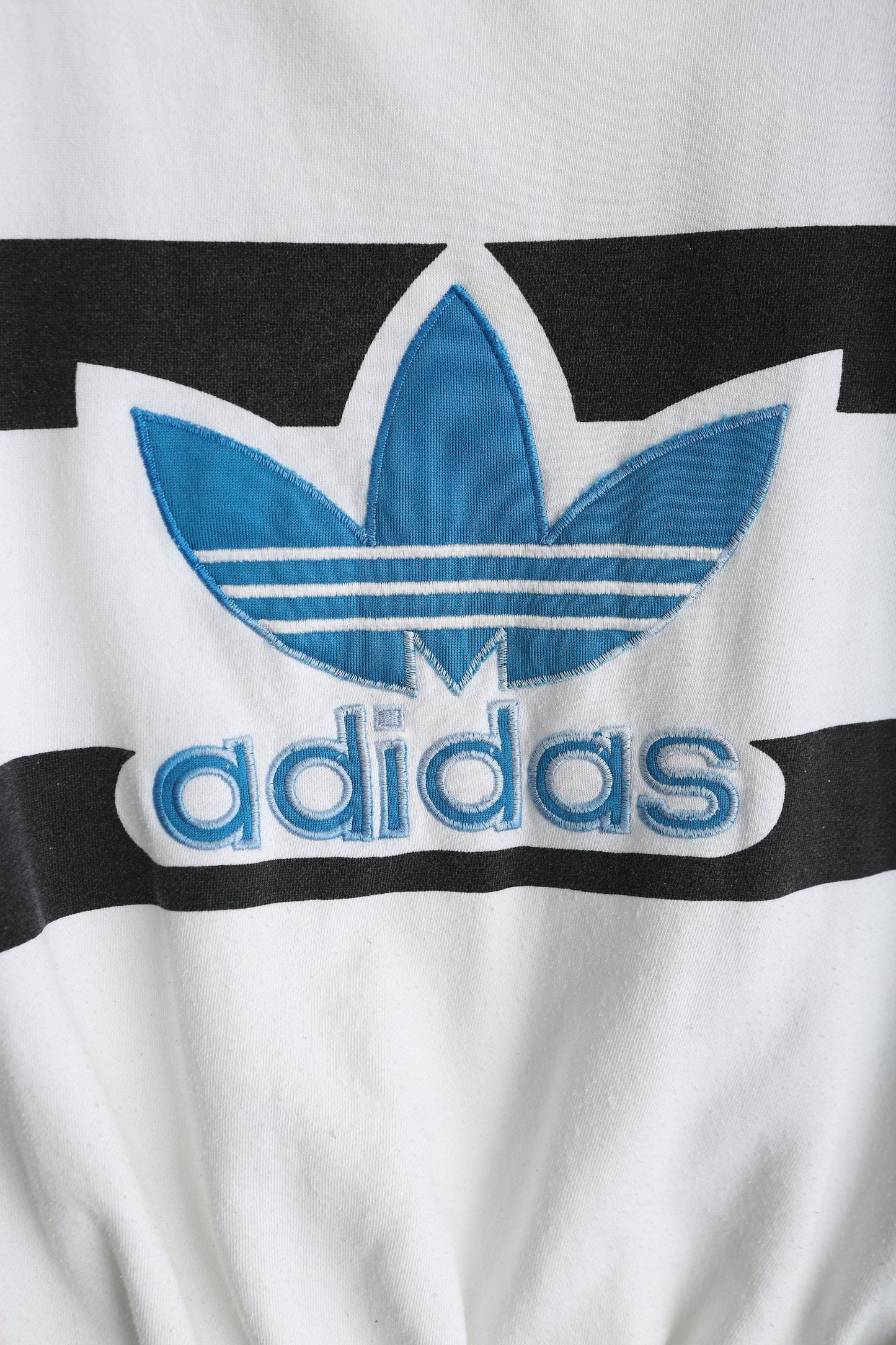 Vintage Adidas Oversized Crew Neck Striped White Sweatshirt