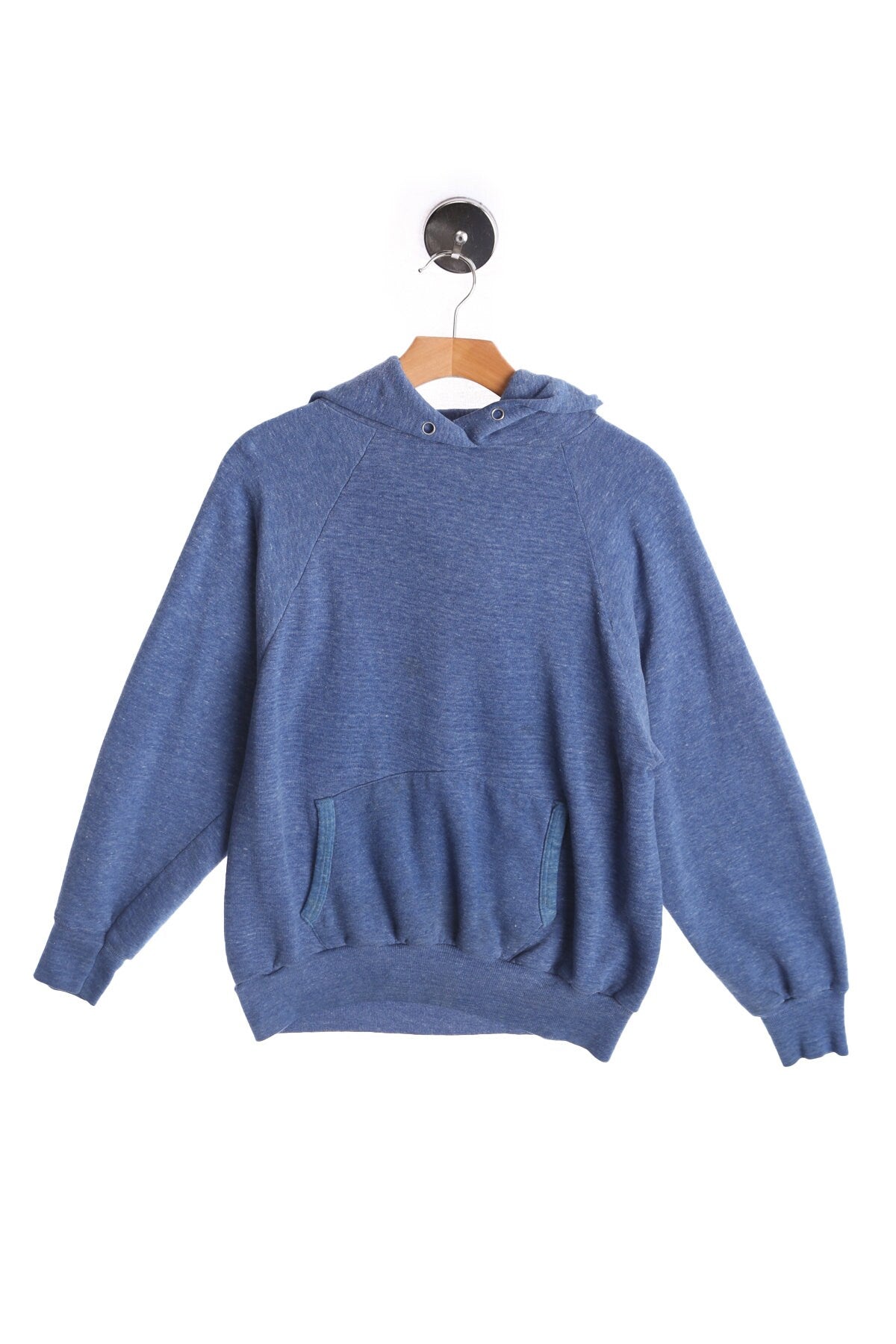 Vintage Blue No Closure Hoodie - No Print - Era 80s - 90s