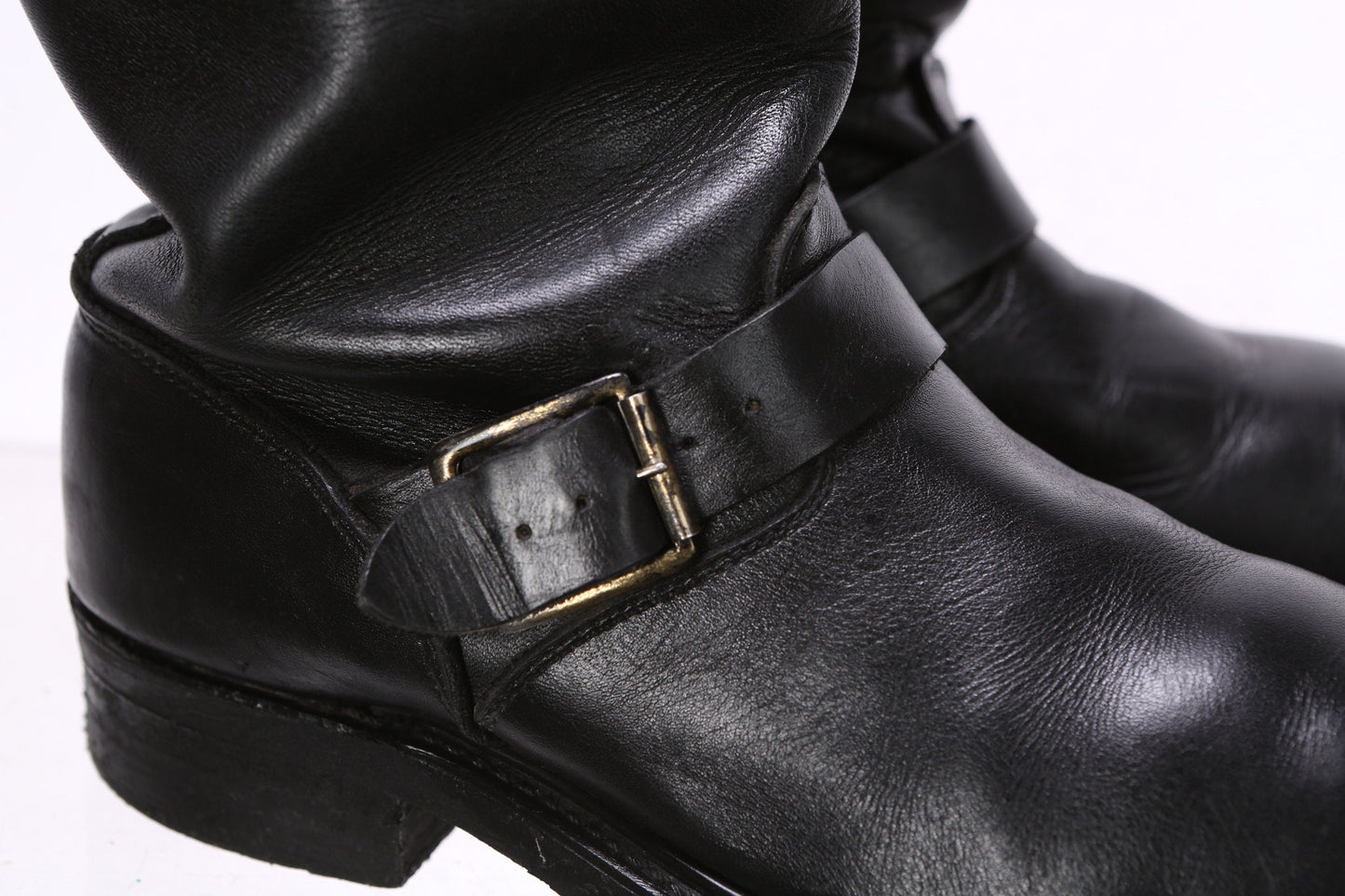 Vintage Black Engineering Boots - Made in USA - Union Made - Estimated Era 1980's - 1990's - Men's Size 11