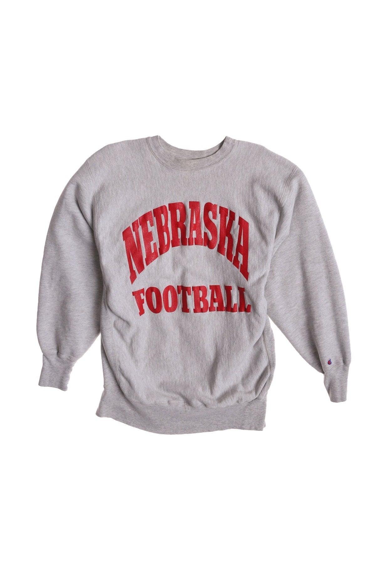 Vintage Champion Gray Sweatshirt with Red Nebraska Football Print