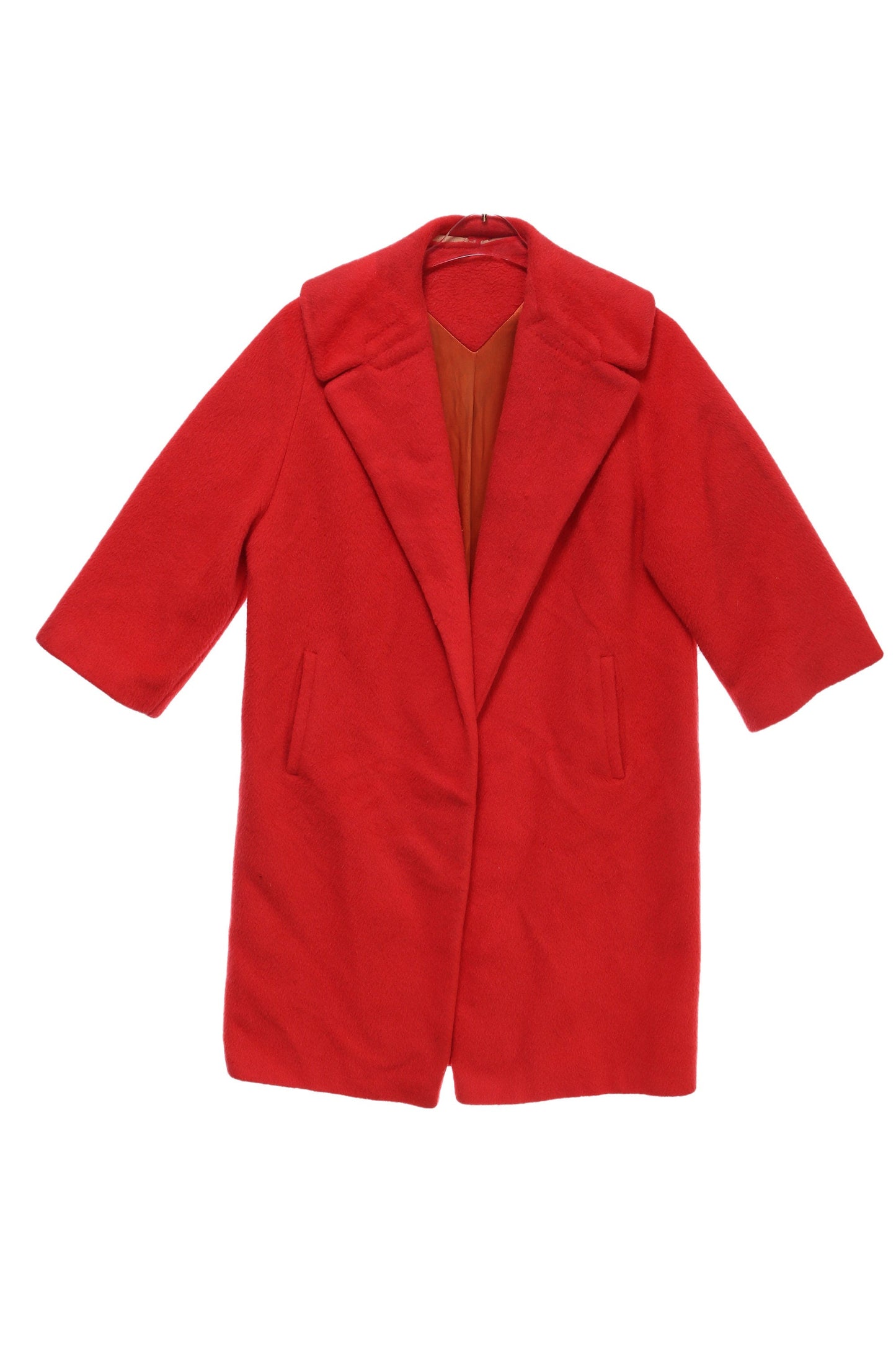 Vintage Women's Red Winter Coat - Estimated Era 1950's - 1960's