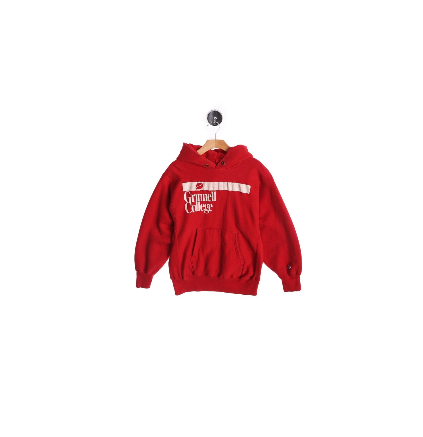 Vintage Champion red Hoodie with Grinnell College White Print - Era 80's - 90's