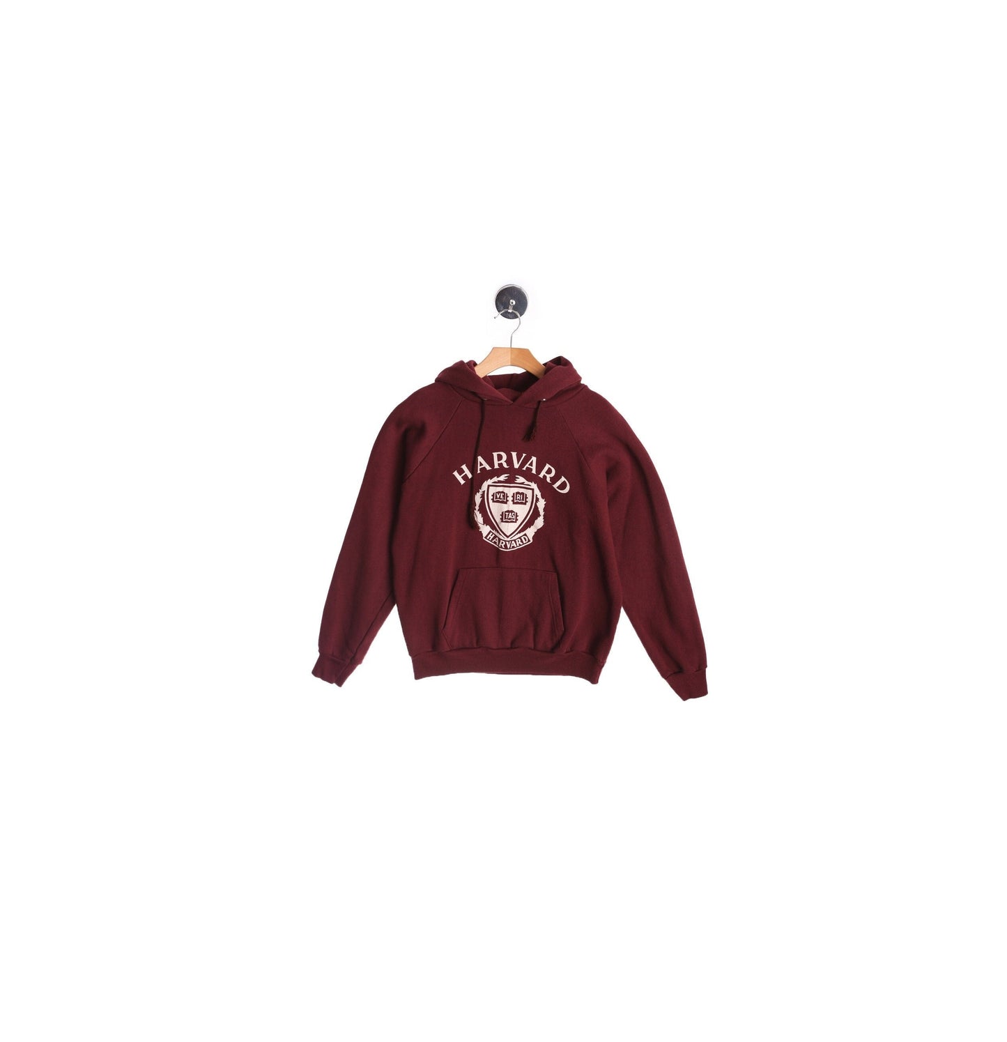 Vintage Red Graphic Hoodie with White Harvard Print - Era 1980s - 1990s