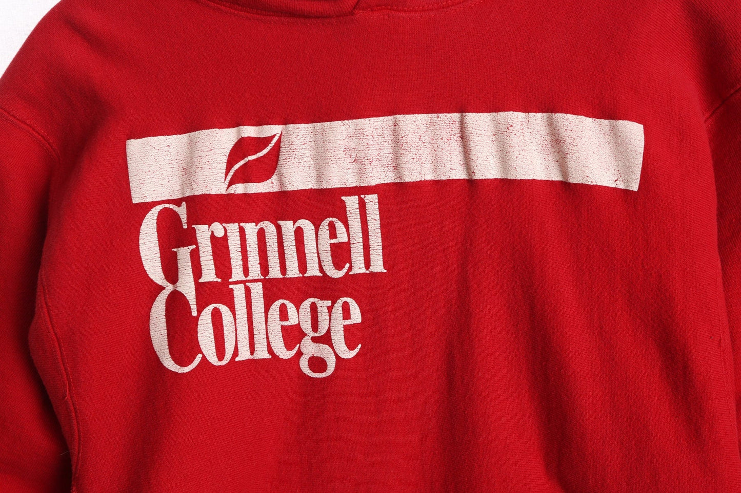 Vintage Champion red Hoodie with Grinnell College White Print - Era 80's - 90's