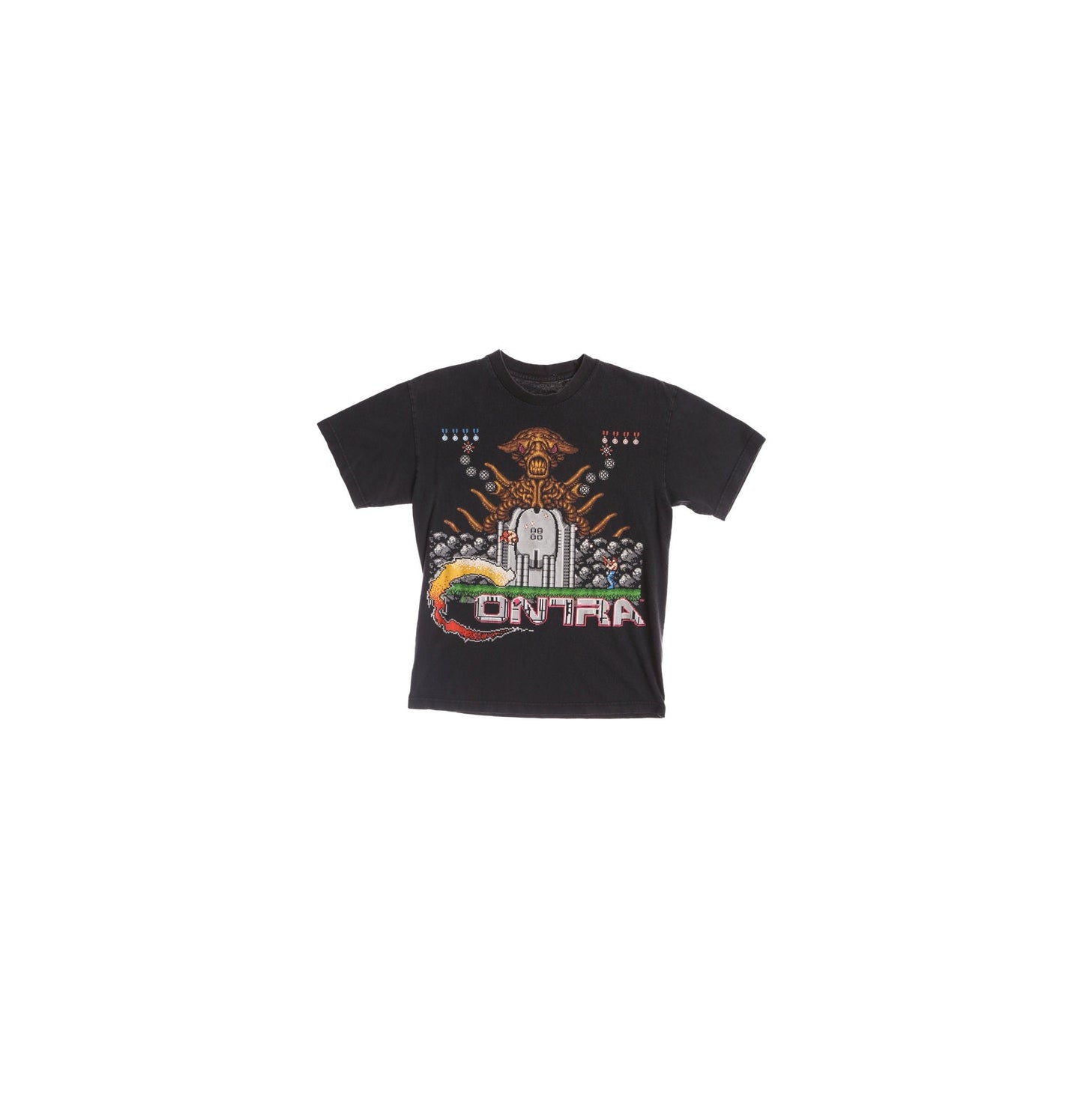Video Game Contra Black Graphic T-shirt