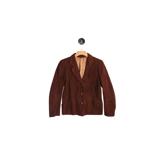 Woman Brown Leather Blazer - Era 40s - 50s