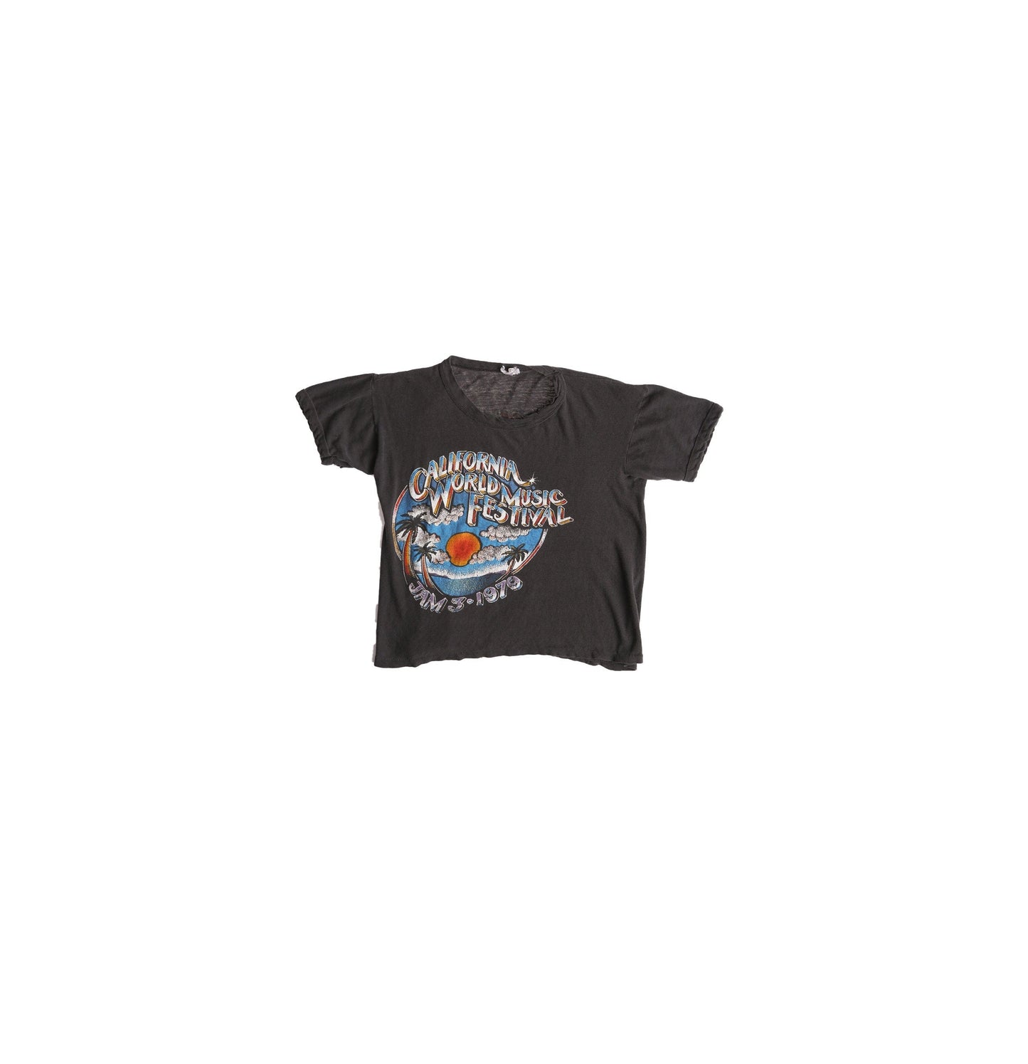 1979 California World Music Festival Black Graphic T-shirt