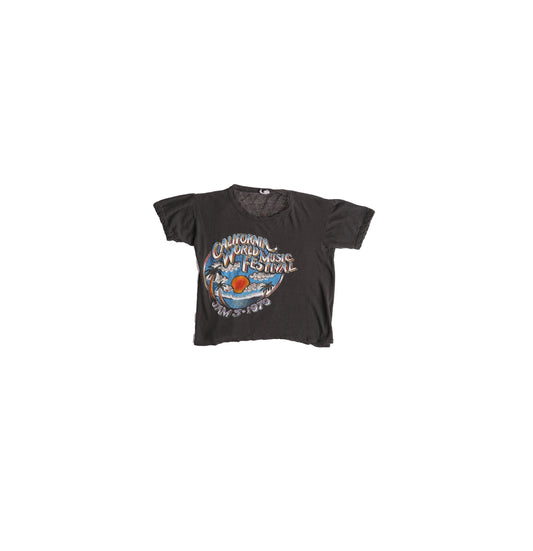 1979 California World Music Festival Black Graphic T-shirt