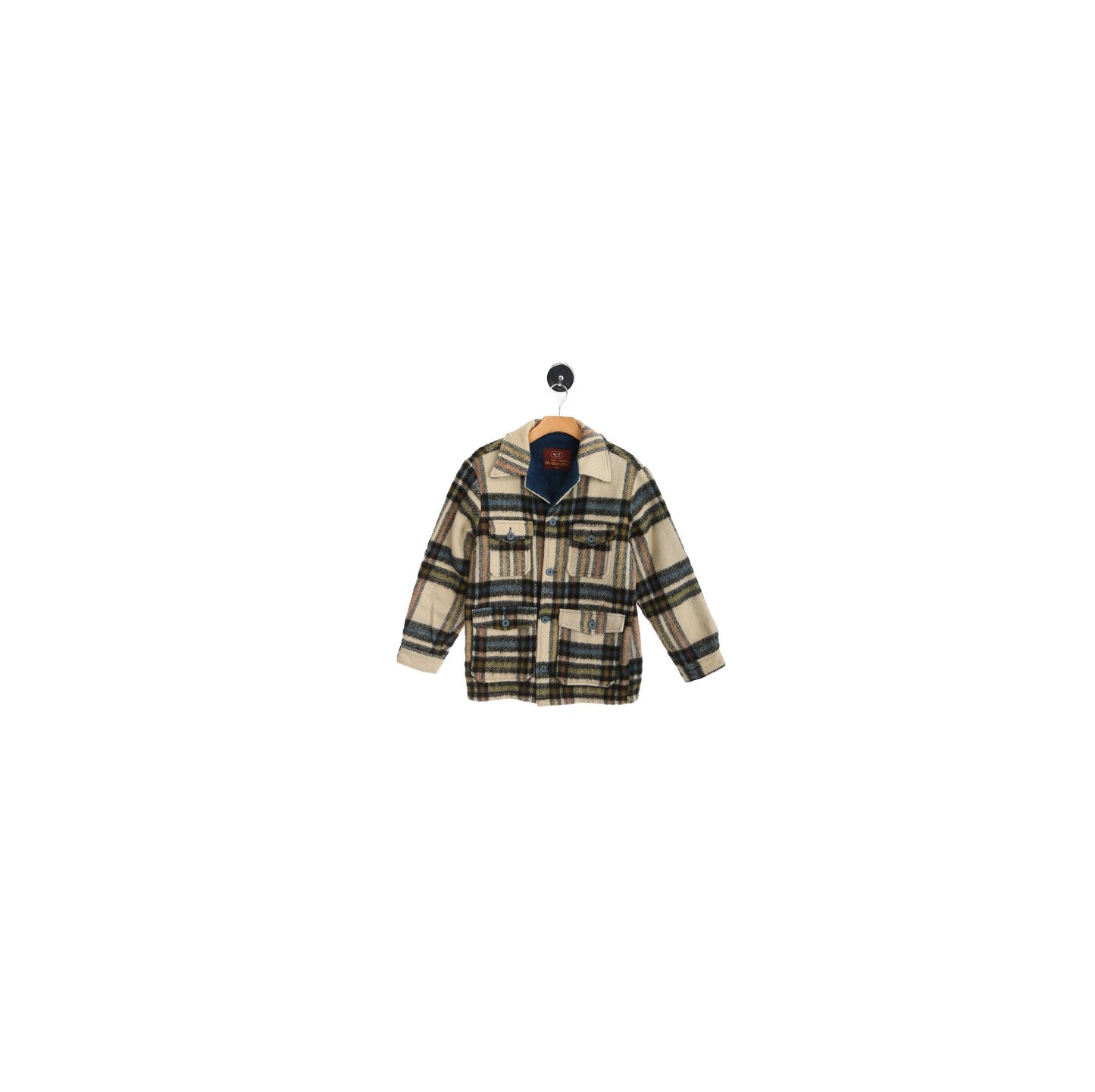 Vintage Men's CPO Jacket - Beige Plaid Pattern - Era 1960's - 1970's
