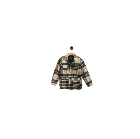 Vintage Men's CPO Jacket - Beige Plaid Pattern - Era 1960's - 1970's