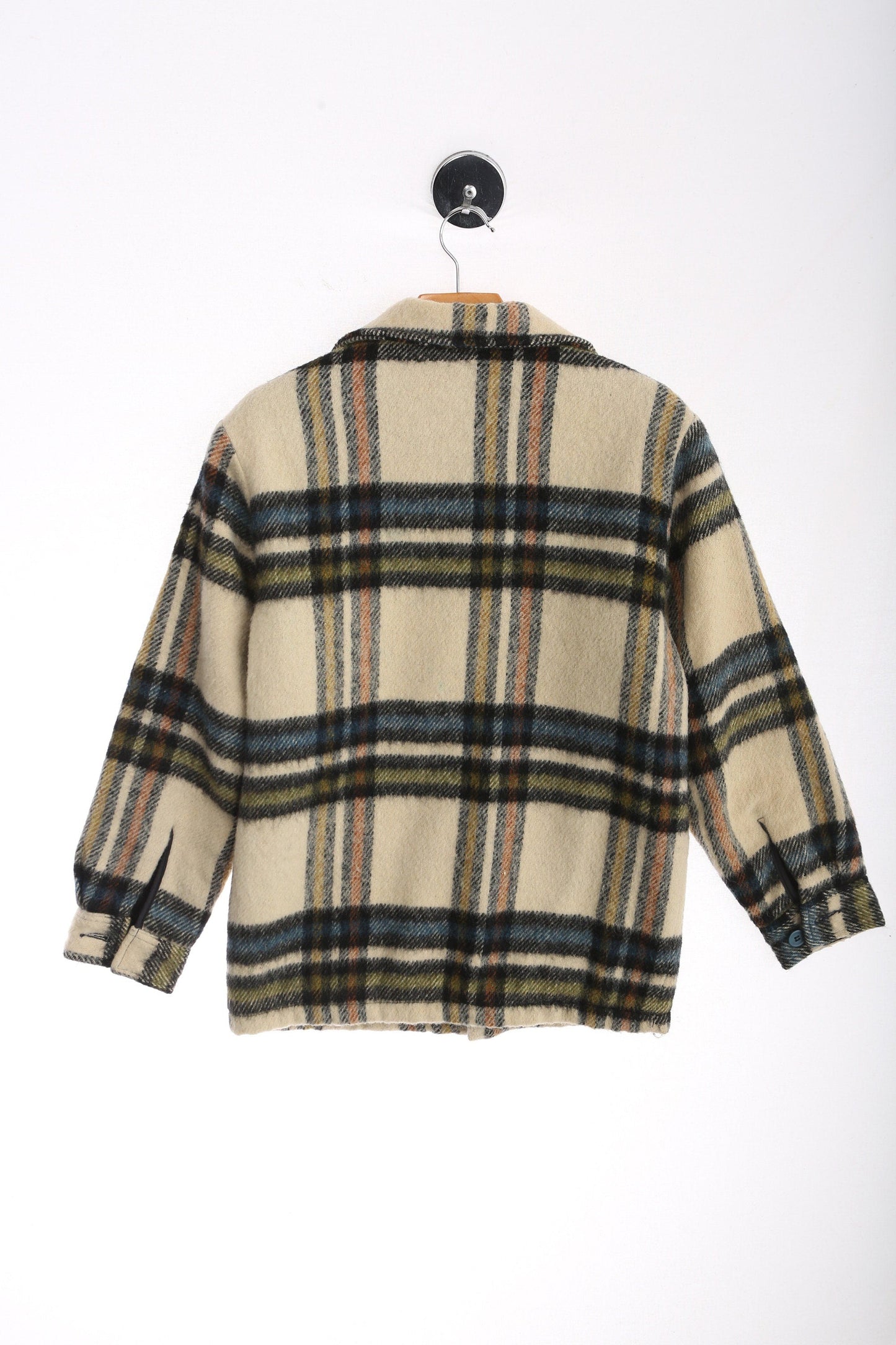 Vintage Men's CPO Jacket - Beige Plaid Pattern - Era 1960's - 1970's
